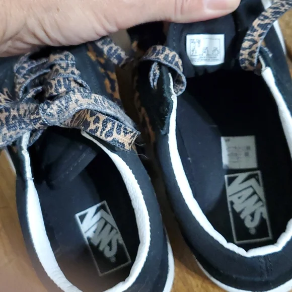 Vans Child Old Skool Black Leopard Fur Skate Shoe - Picture 8 of 13